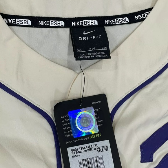 TCU Horned Frogs Nike Full-Button Vapor Performance Baseball Jersey Men’s 3XL - Picture 5 of 9